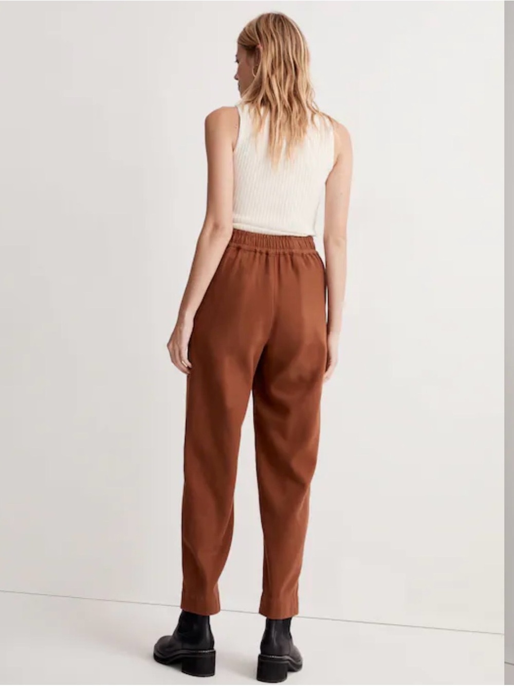 Madewell Rust-Brown High-Rise Elastic Waist Track Pants - Picture 3 of 10